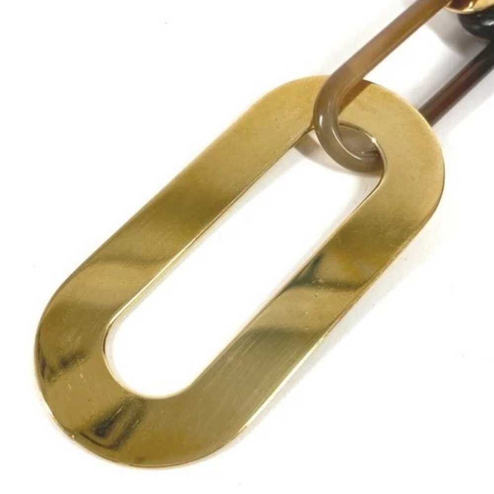 HERMES logo water buffalo Necklace Buffalo horn Brown/Gold - Picture 3 of 13